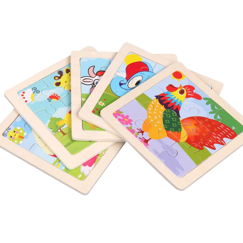 

11X11CM Kids Wooden Puzzle Cartoon Animal Traffic Tangram Wood Puzzle Educational Toys Puzzle Wooden Toys Educational Toys