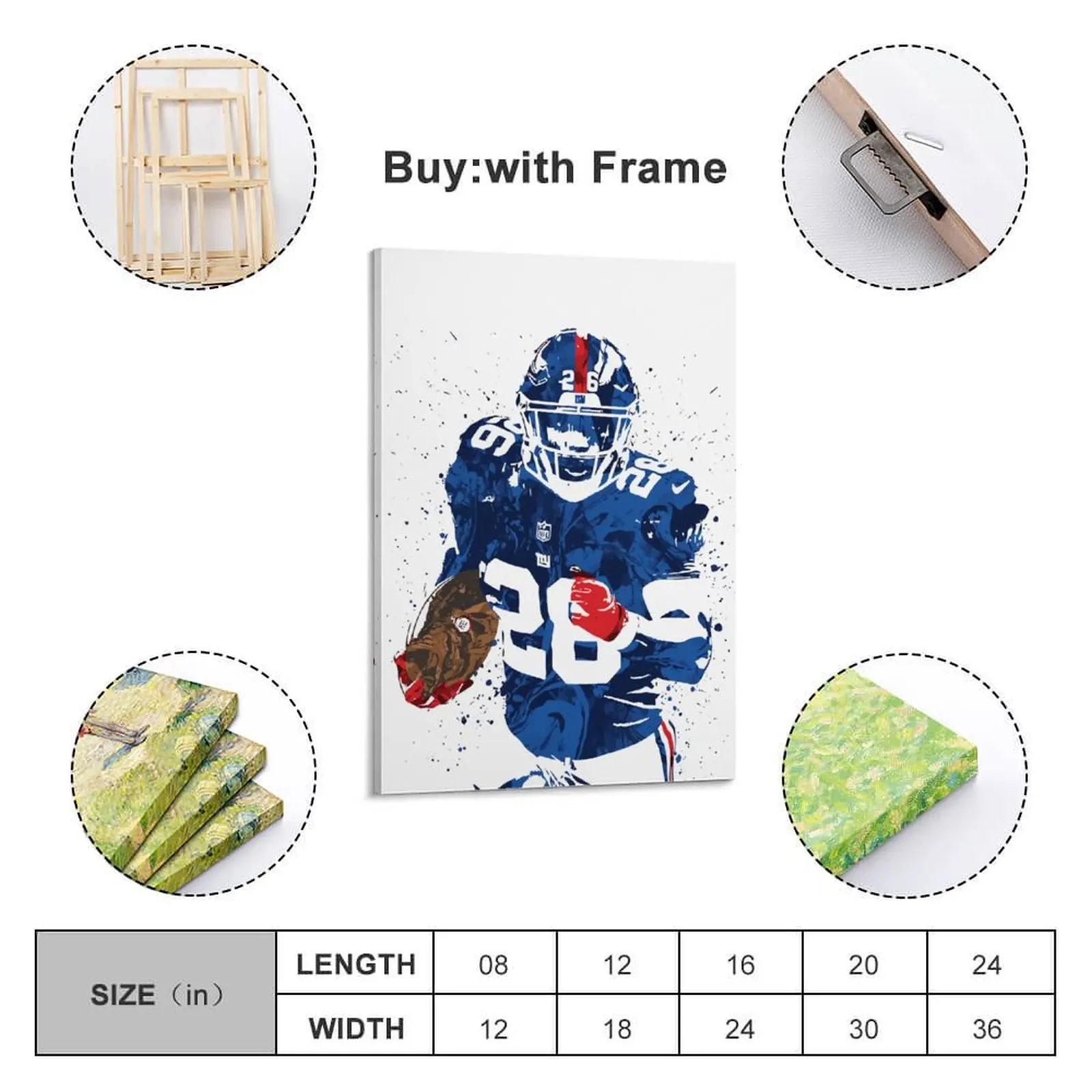 

Decor 26 Saquon Barkley Print Painting Canvas Hang A Picture for Living Room Wall Room Posters With Frame Modern Home