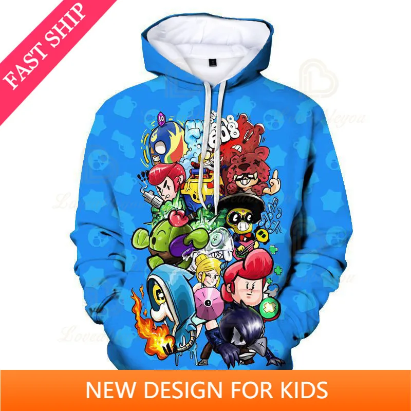 

Browlings Cartoon Star Tops Teen Clothes Crow Shooter Kids Hoodie MAX Shooting Game Spike 3D Print Sweatshirt Tops Boys Girls