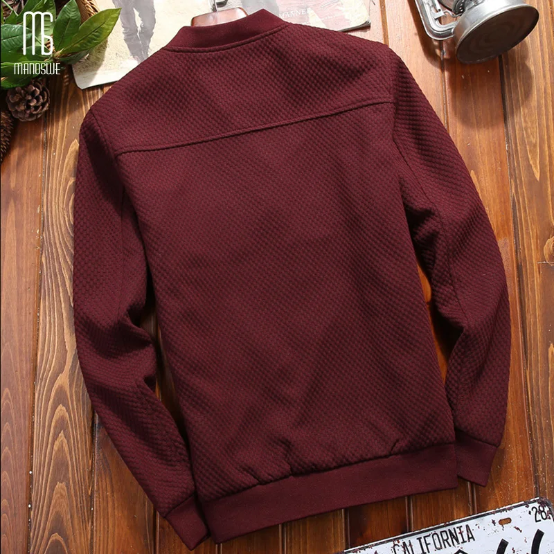 Manoswe тренд винно красный Бейсбольный воротник куртка Бомбер пальто 2020