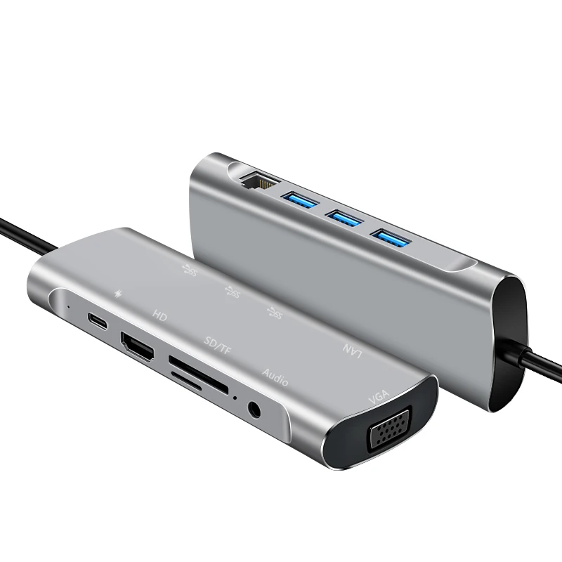 

USB C HUB 10-IN-1 Type C to Multi USB 3.0 HUB HDMI/RJ45 VGA Audio Adapter Dock for Huawei Mate 30 MacBook Pro Splitter Port Type