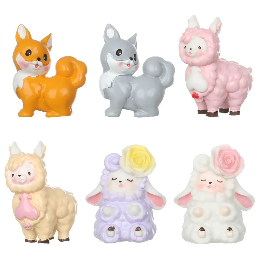 Милые сказочные садовые украшения для бонсай альпака модель животных маленькие