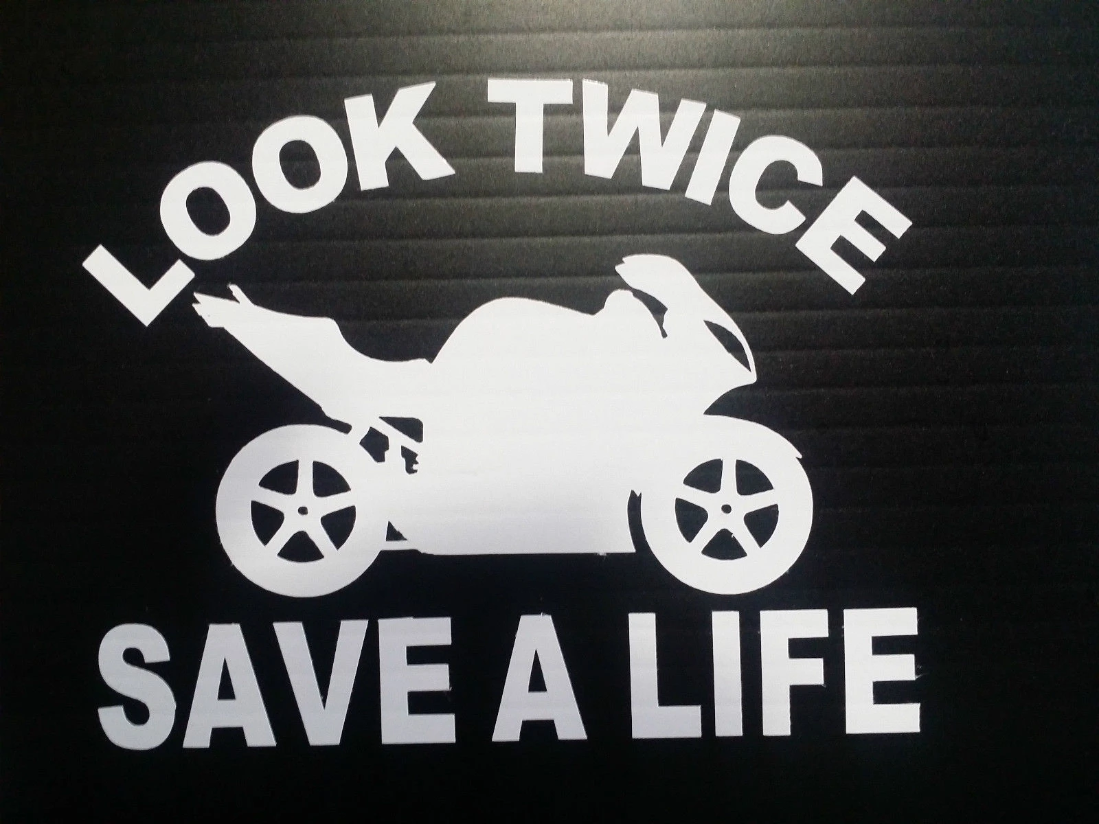 

For (2Pcs) Look Twice Save A Life Motorcycle Vinyl Decals Stickers Helmets Window Bumper