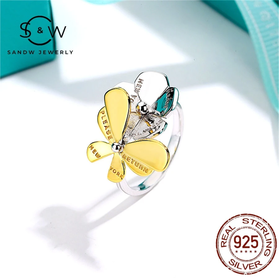 

925 sterling silver butterfly flower rings charm romantic jewelry high quality holiday Anniversary gift 1:1