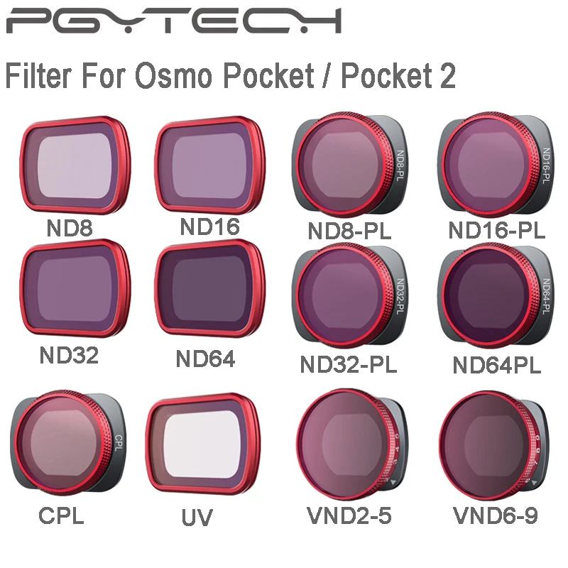 Набор фильтров PGYTECH Osmo Pocket 2 для объектива регулируемые фильтры UV VND CPL ND/PL ND16 ND32 ND4 PL