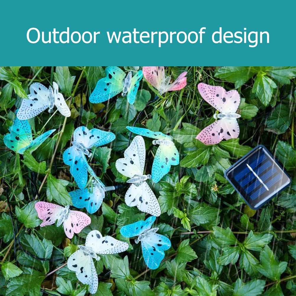 

Solar Powered LED Butterfly String Light Waterproof Lantern Outdoor Garden Villa Landscape Fiber Optic Lamp Garden Decoration