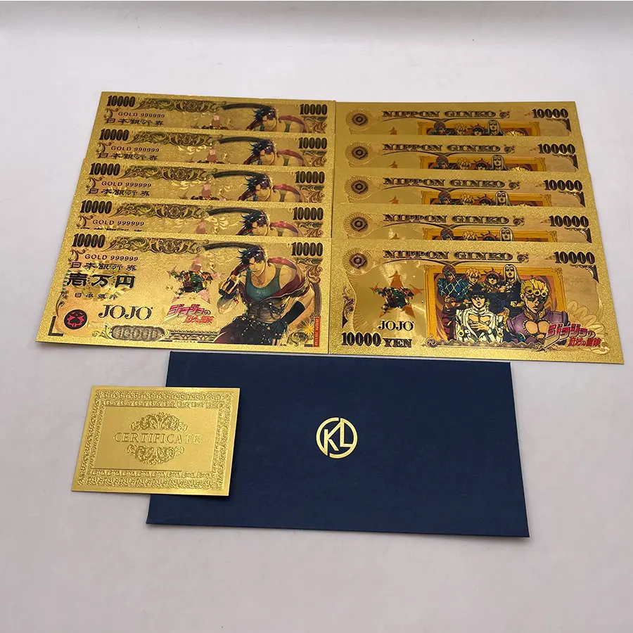 9 видов японских классических золотых аниме наклеек для банкнот