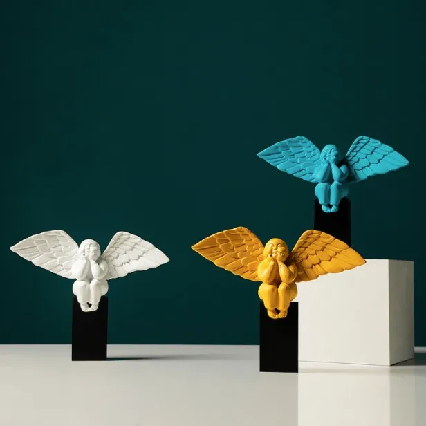 Бесплатная доставка Простой камень золотой серебряный белый ангел украшения