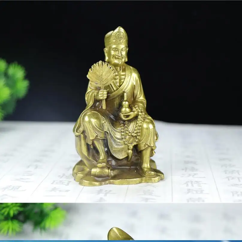 Латунные буддийские украшения Jigong Daoji Zen Master Статуя Дракона Arhat для защиты дома |