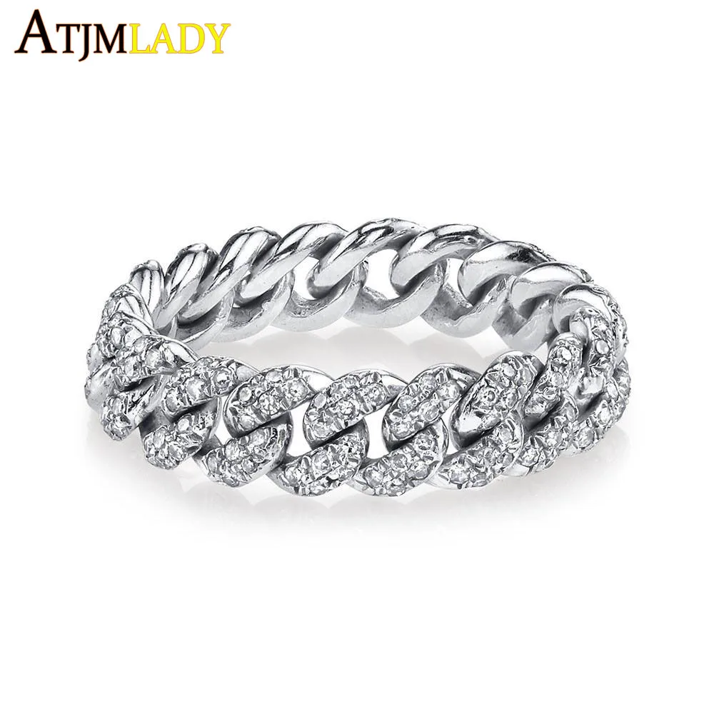 Сверкающие Украшения из белого кубического циркония Майами кубинская цепочка