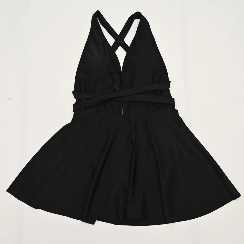 

Women's Deep V One Piece Swimsuit Plus Size Print Swimdress Ladies Swim skirt Summer Bathing Suits swimming