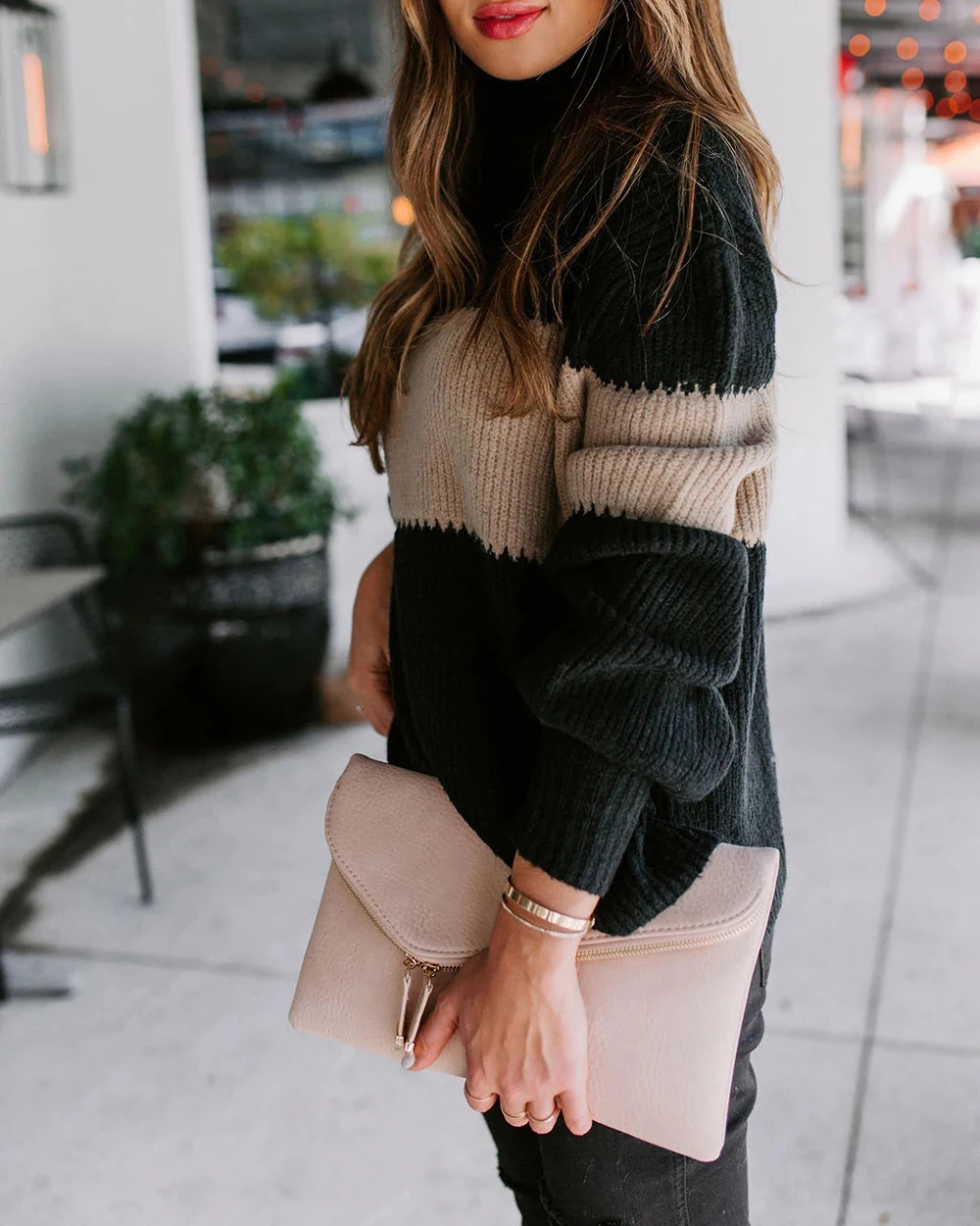 

Women Knitted Striped Sweater Winter Long Sleeve Patchwork Sweaters and Pullovers Loose Jumpers Tops Sueter Mujer Invierno