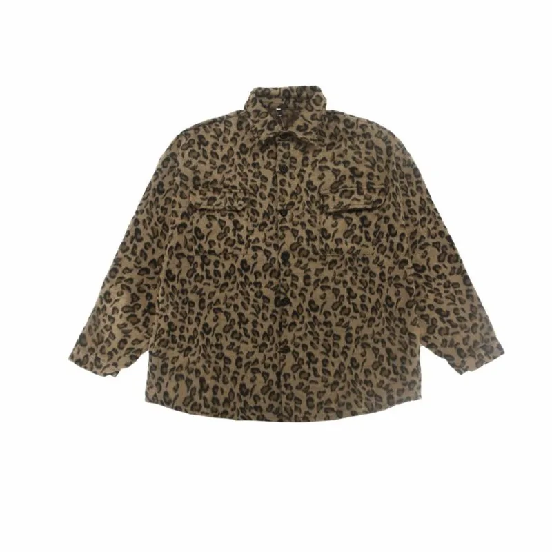 

Leopard Printed Jacket Men's Winter Woolen Coat Thicken Warm Jackets Lapel Simple Design Coat Loose Fashion Trend Men's Clothes