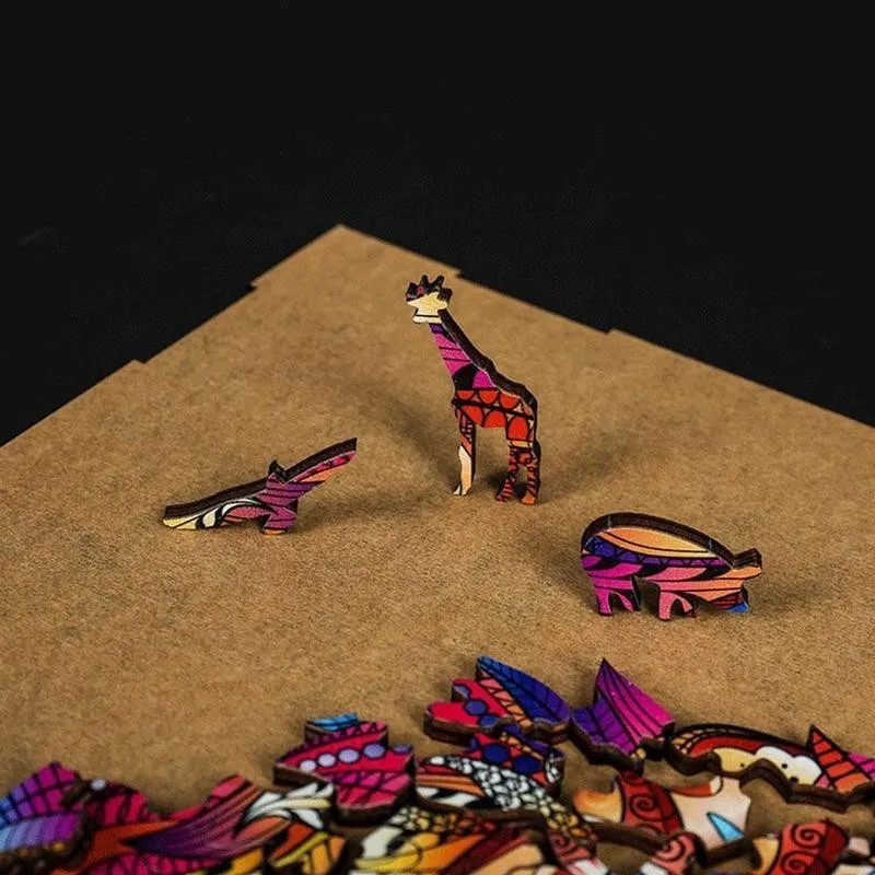 

Wooden Cartoon Animal Jigsaw Puzzles Sea Turtle Chameleon Cat Head Diy Puzzle For Adults Kids Interaction Educational Gifts