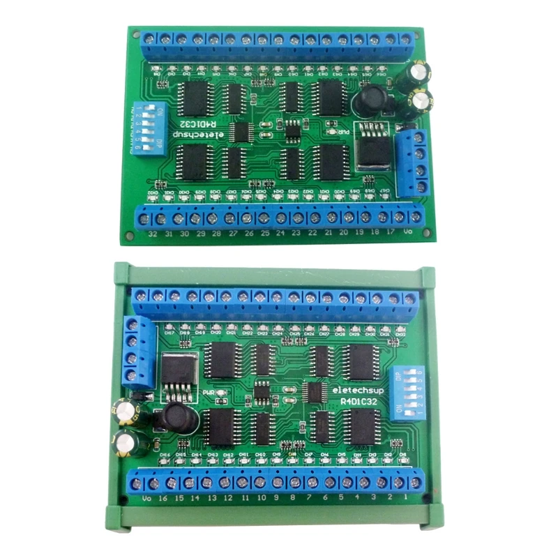 

DC 12V 24V 32-Channels DIN35 C45 Rail Box RS485 Modbus RTU ULN2803A Darlington Transistor Controller PLC IO expansion Board