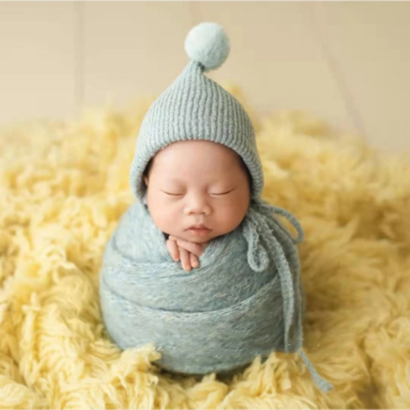 

Newborn Photography Props Baby Knitted Hat Hair Ball Hat Infants Beanies Cap Photo Shooting Accessories