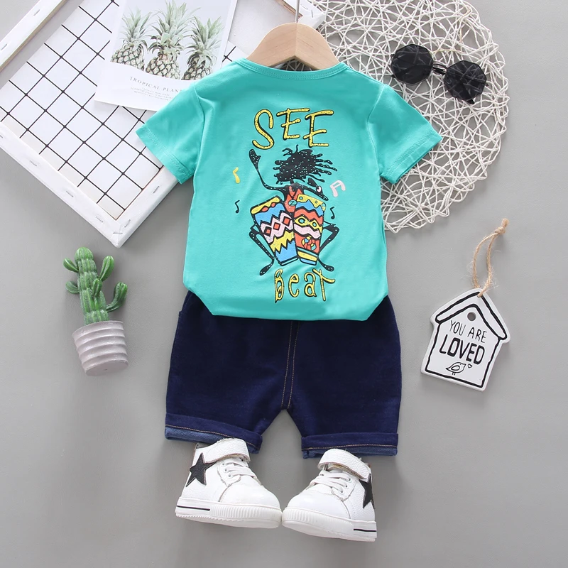 

2020 Baby Summer Toddler Boy Clothing Set Children Short Sleeve Printing Cartton T-shirt Pants Fashion Infant Clothes Tracksuit
