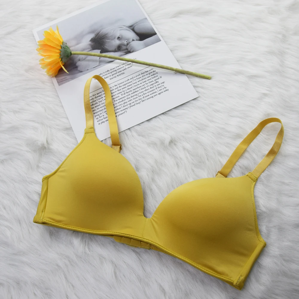 yellow Женские бюстгальтеры без косточек Brassiere, сексуальные, бесшовные, с глубоким вырезом и удобной посадкой - Цвет: yellow