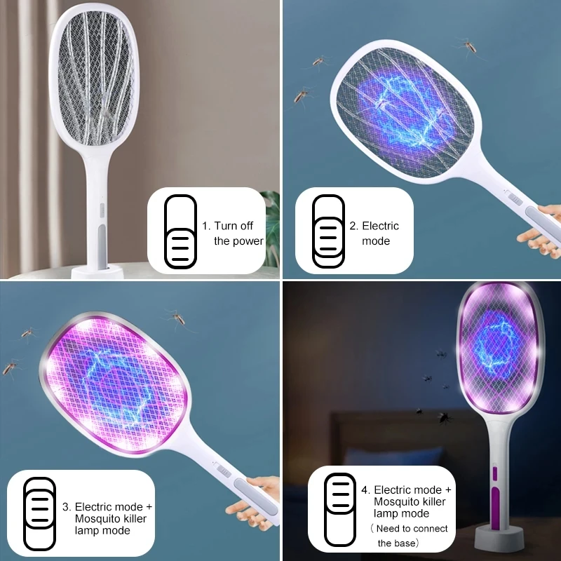 

Two-in-One Trap Mosquito Killer Lamp 3000V Electric Bug Zapper USB Rechargeable 6/10 LED Summer Fly Swatter Trap Flies Insect