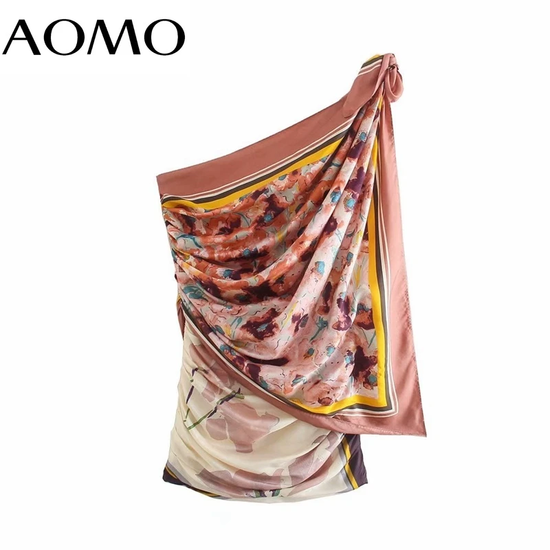 

AOMO Women's Summer Dress Fashion Flowers Shoulder Off Dresses Bow Female Casual Dress 3H156A