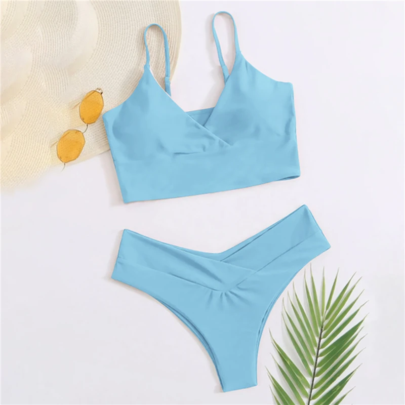 

2021 Sexy Solid Swimsuit Women Bikini Push Up Swimwear Vest Bikini Set Brazilian Bathing Suit Two Piece Swim Suit Female