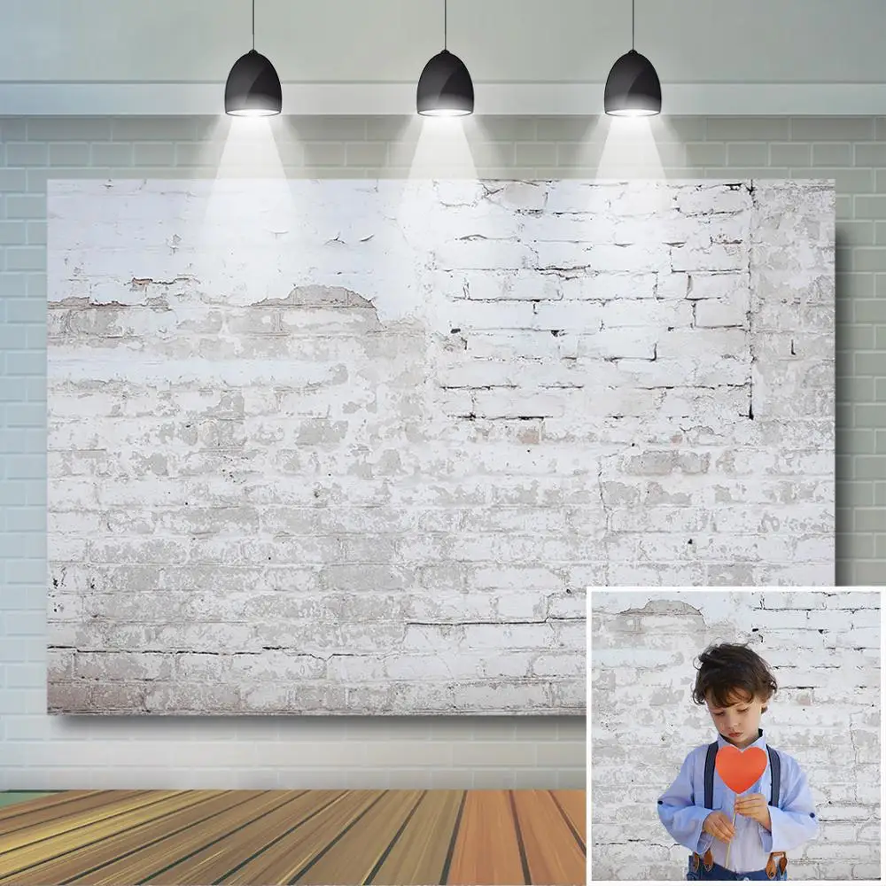 Черно белая кирпичная стена с фон для фотосъемки изображением видео игры в