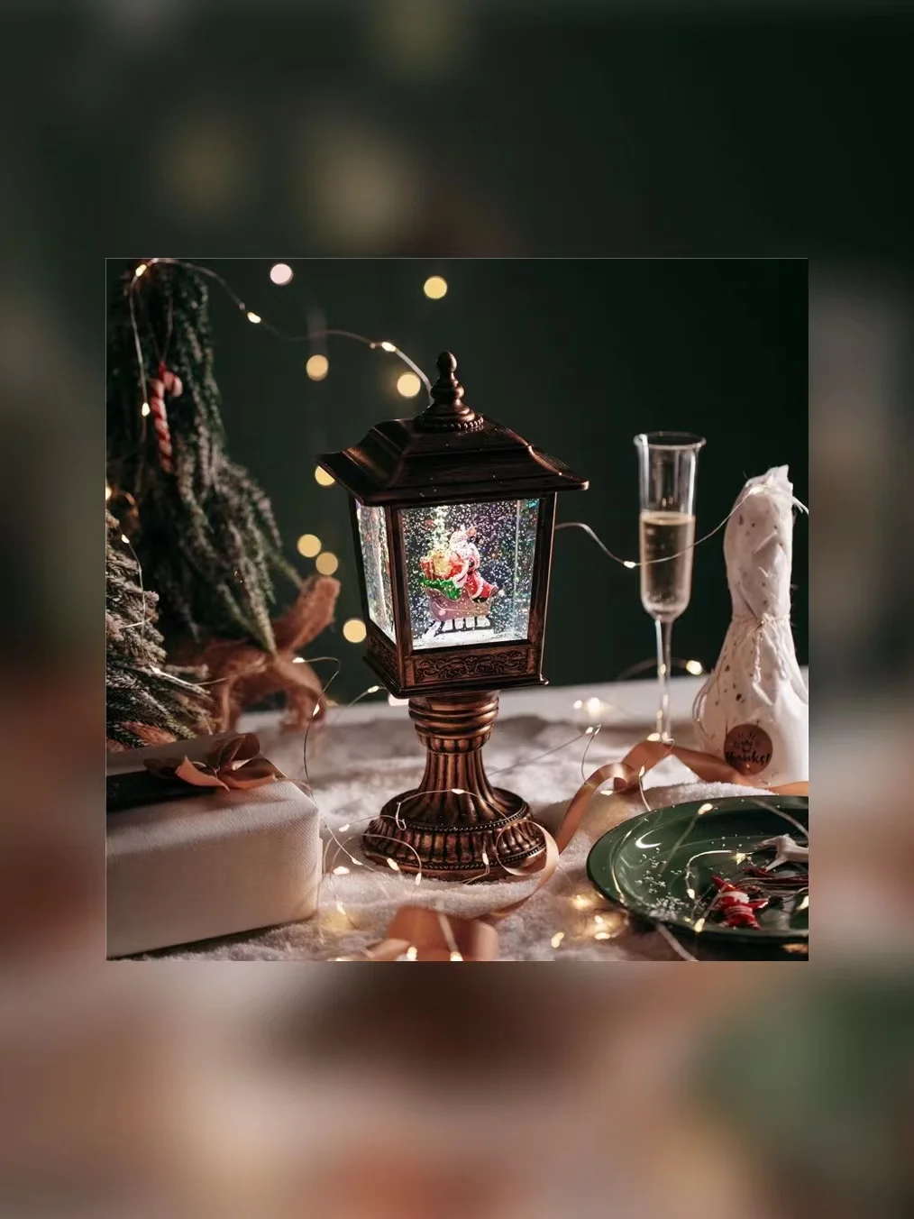 Рождественские новые украшения форма уличной лампы снег поставляется с музыкой