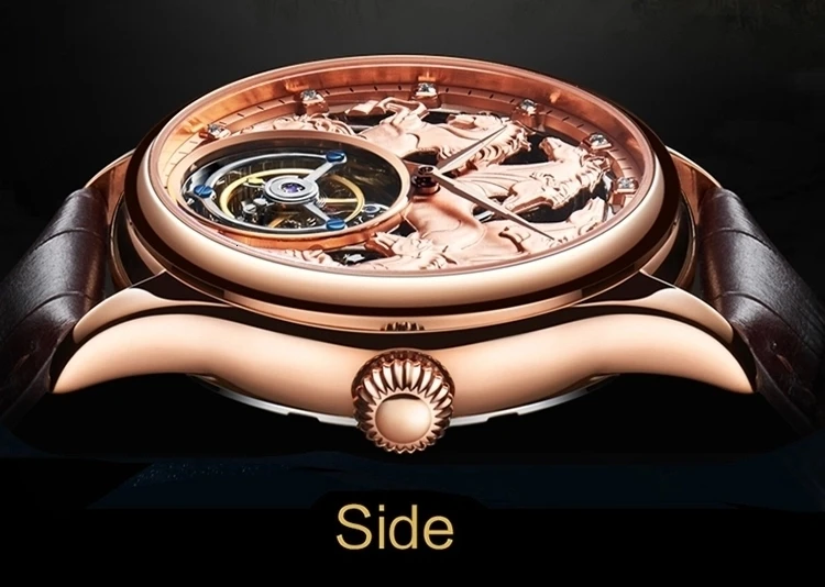 Индивидуальные мужские наручные часы высокого класса Tourbillon 24K золотые мужские водонепроницаемые часы автоматические механические часы