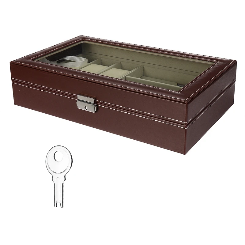 

9 Grids Watch Box Leather Glass Box Storage Box Luxury Jewelry Display