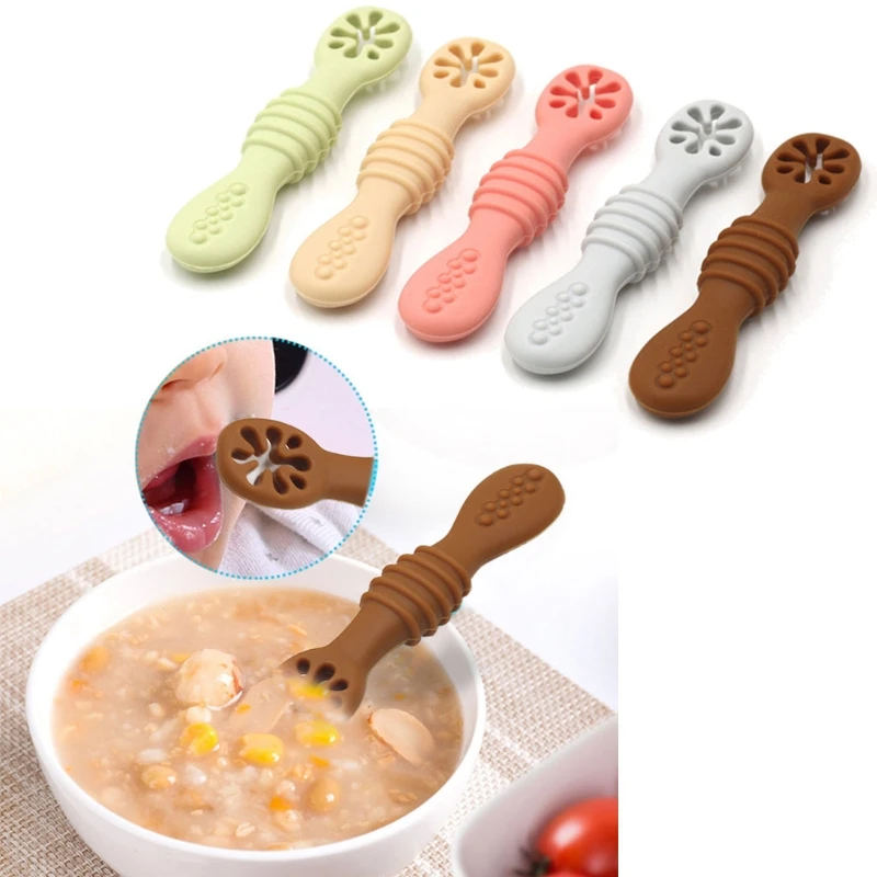 

Baby-Led Weaning Silicone Spoon Learning Feeding Scoop Training Utensils Newborn Tableware