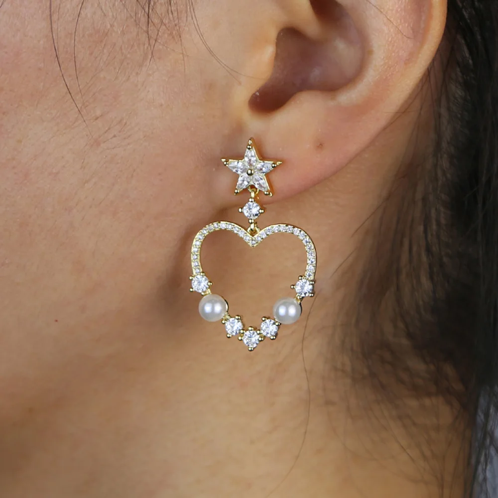 

Серьги-подвески в Корейском стиле женские, висячие украшения для ушей геометрической формы, круг, Сердце, жемчуг, бижутерия, 2022