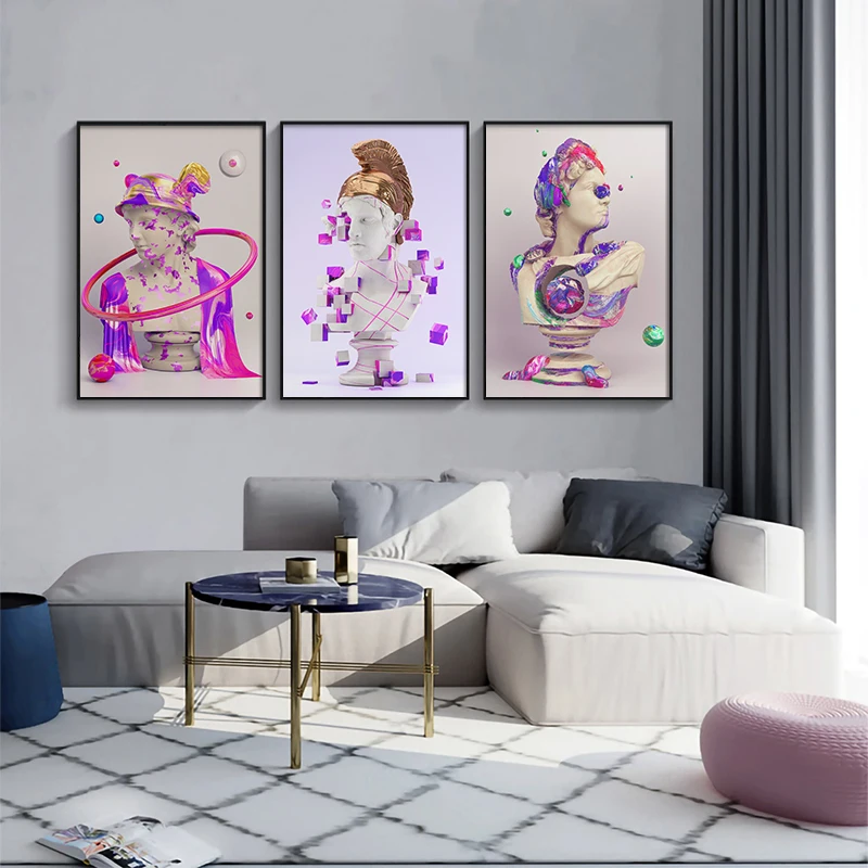 

Aesthetic Vaporwave Sculpture Art Poster Canvas Painting Plaster Statue Graffiti Print Wall Picture for Living Room Home Decor