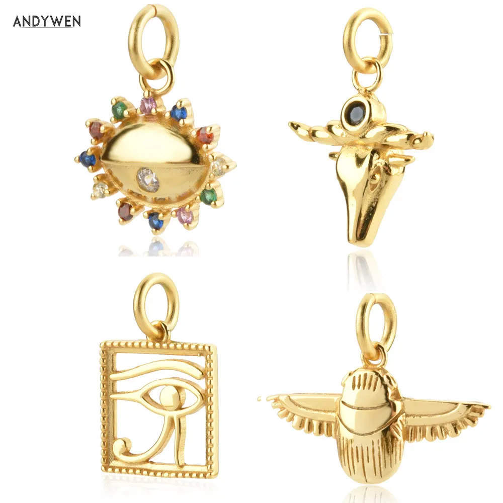 ANDYWEN 925 Sterling Silver Gold Charm Recubierta Colgante Egipcio Horus Pendant Necklace Jewelry For Rock Punk | Украшения и