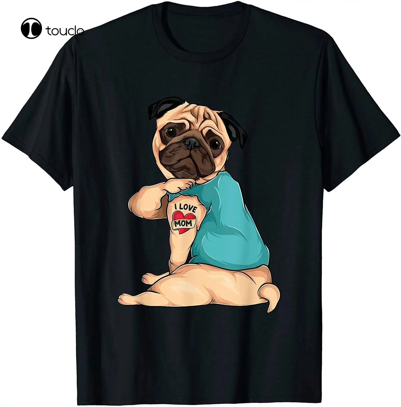 

Mother'S Day Gift Funny Dog Pug I Love Mom Mothers Day Unisex T-Shirt Custom Aldult Teen Unisex Digital Printing