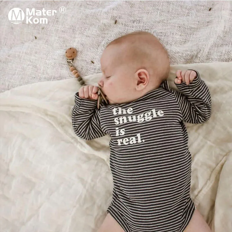 

Black and White Striped Spring and Autumn Newborn Baby Boy Girl Romper Combed Cotton O-neck Long-sleeved Baby Clothing Bodysuits