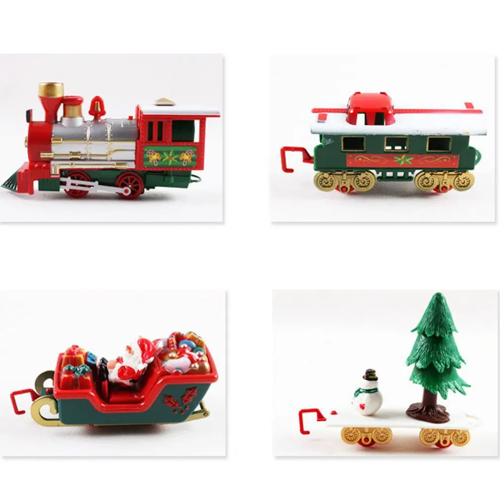 

Christmas Electric Rail Car Train Children's Electric Railway Train Set Racing Road Transportation Building Toys