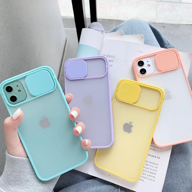 

Slide Camera Lens Protection Phone Case For iPhone 11 Pro 12Pro XR XS Max 6S 7 8 Plus X Matte Transparent Soft Back Cover Shell