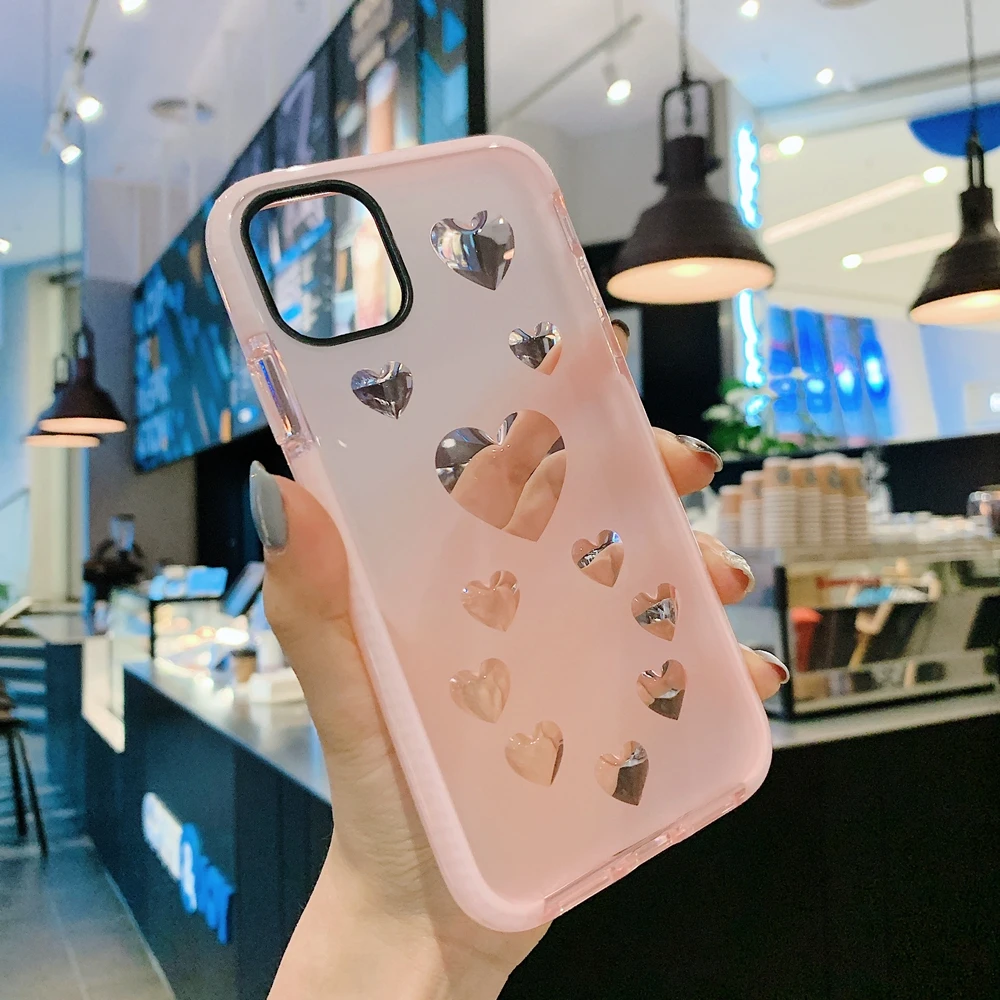 

Transparent Love Case for iPhone 11 Pro Max XS XR X 7 8 6 Plus Double Color Soft Coque Shockproof Bumper Full Protection Cover