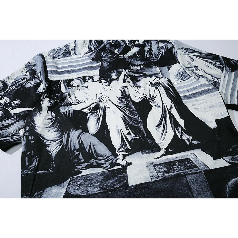 Рубашка мужская с принтом масла Повседневная Хип-хоп рубашка в римском стиле