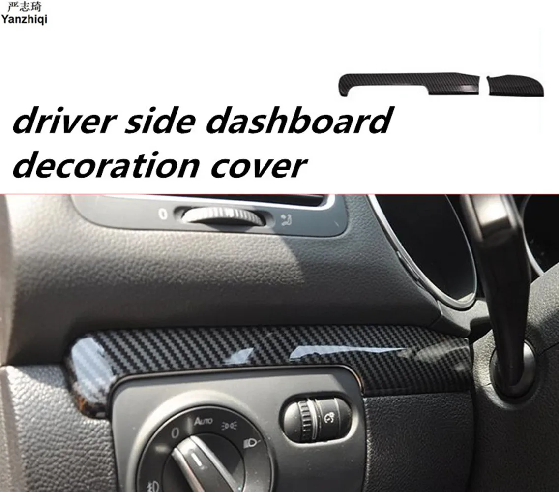 

2pcs/lot Car stickers ABS carbon fiber grain driver side dashboard decoration cover for 2009-2013 Volkswagen VW golf 6 MK6