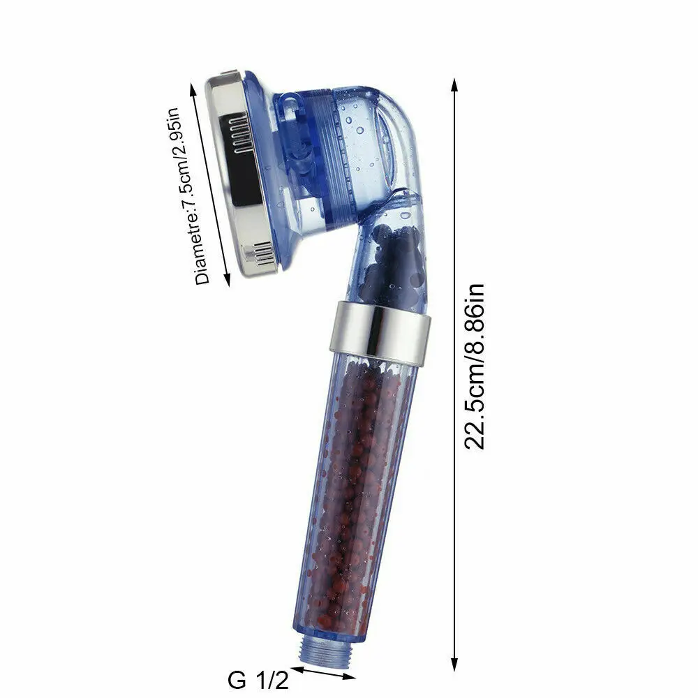 

Turbo Pressure Shower Head with Filter Beads Three Spray Modes Powerful Energy