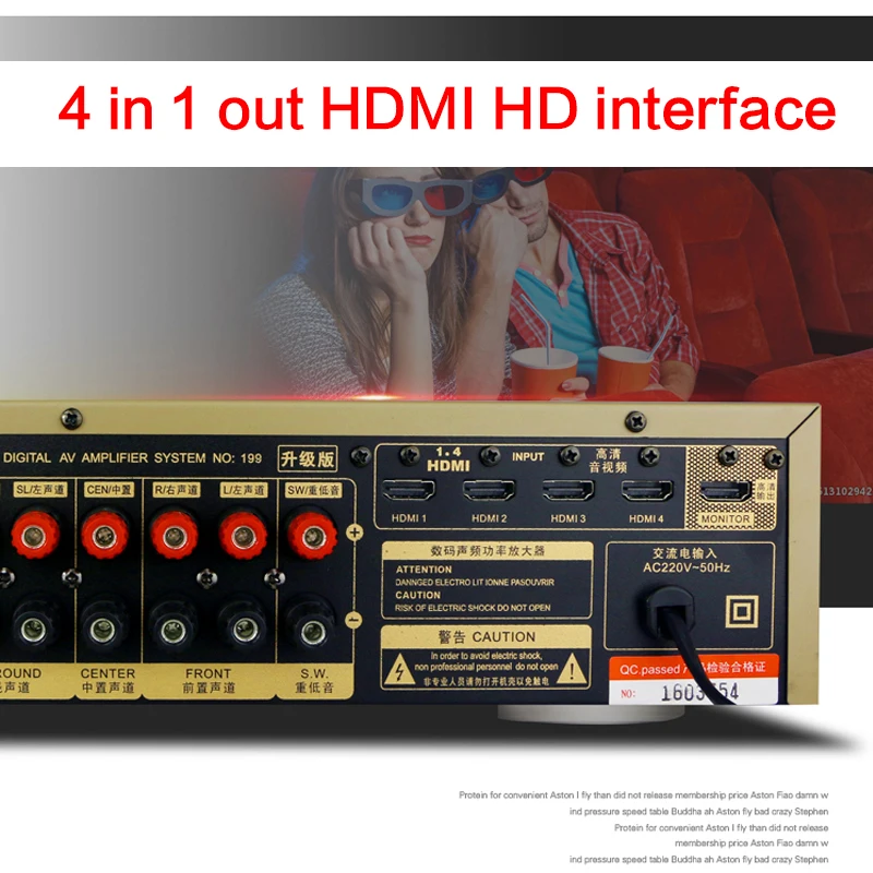 Усилитель высокой мощности 800 Вт 5 1 4K домашний кинотеатр HDMI HD DTS стандартная