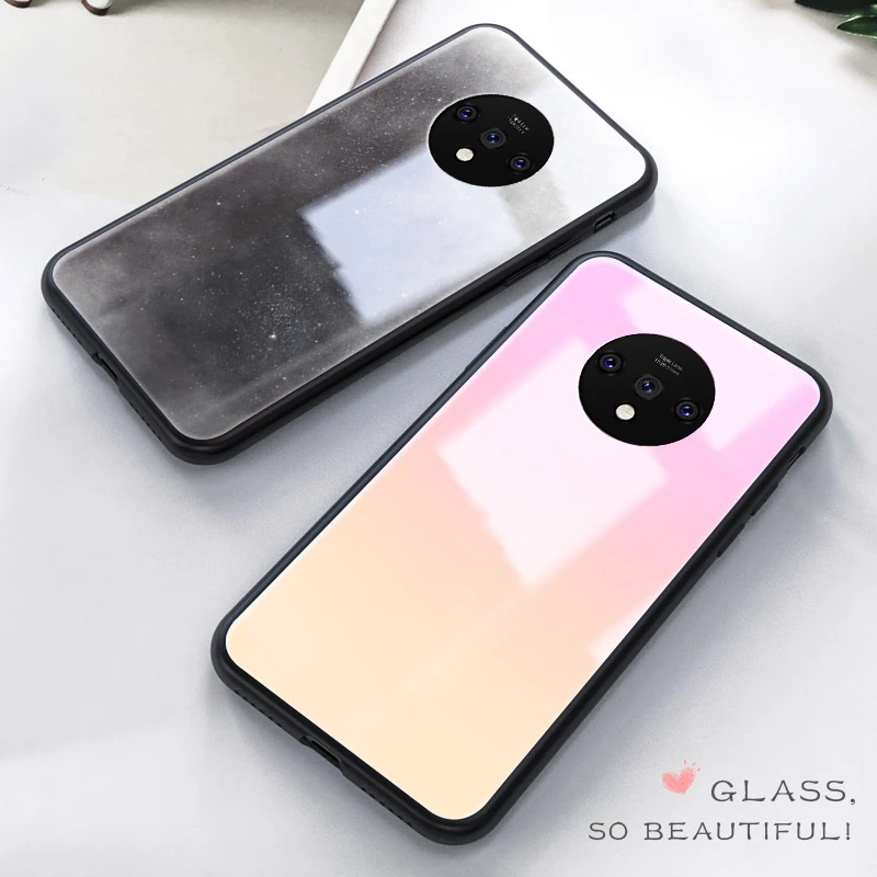 Чехол из закаленного стекла для телефона для Oneplus 7T Pro 7 Pro 6 6T 5 5T роскошный цветной градиентный чехол
