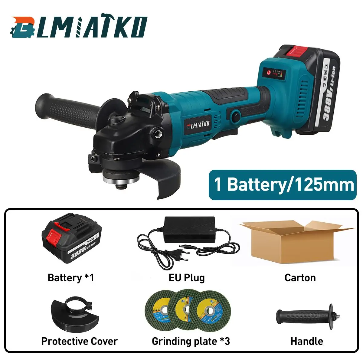

BLMIATKO 100mm 125mm 800W Angle Grinder Lithium-Ion Battery Cutting Polishing Machine Cordless Electric Angle Grinder Power Tool