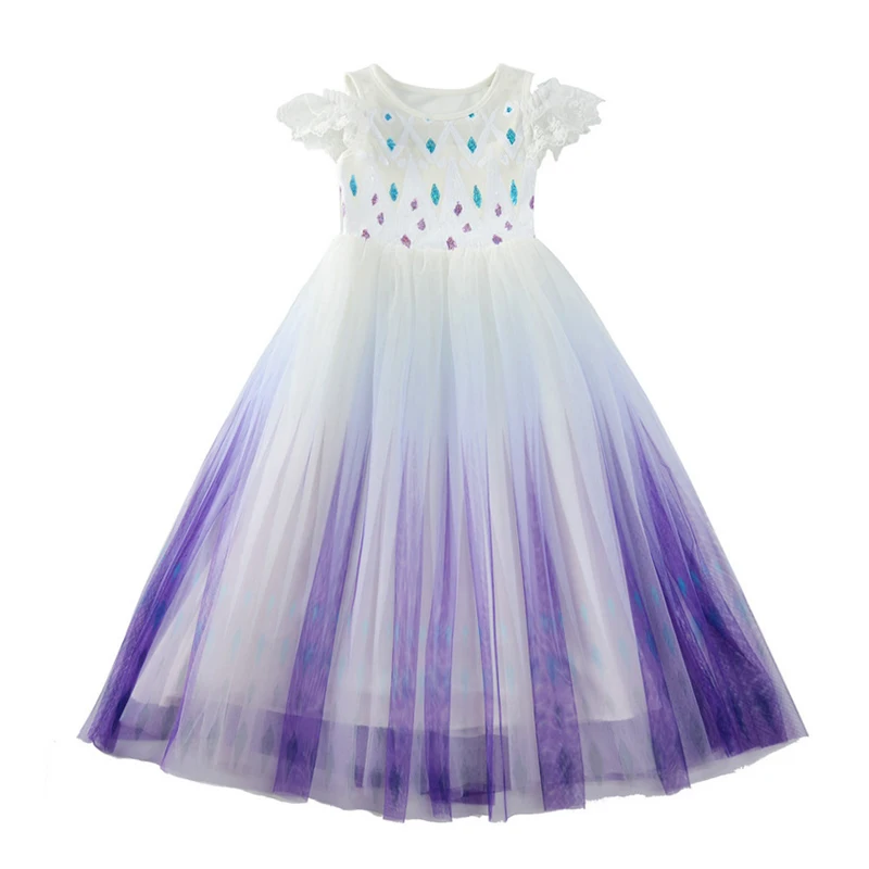 

Elsa Snowflake Sequin Dress For Girls Snow Queen 2 Inspired Princess Costumes Kids Lace Tulle Gown Children Summer Clothes