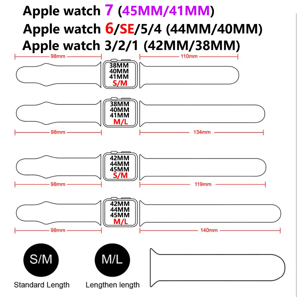 Silicone Strap For Apple Watch Bracelet 44mm 45mm 40mm 41mm iWatch 38mm 42Mm Watchband Correa Apple watch Series 3 4 5 6 SE 7