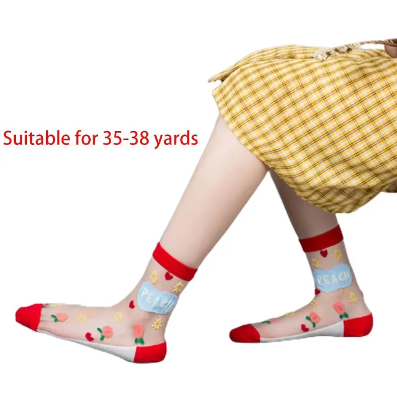 Для женщин прозрачные кристаллическое волокно нескользящих носочков с яркими