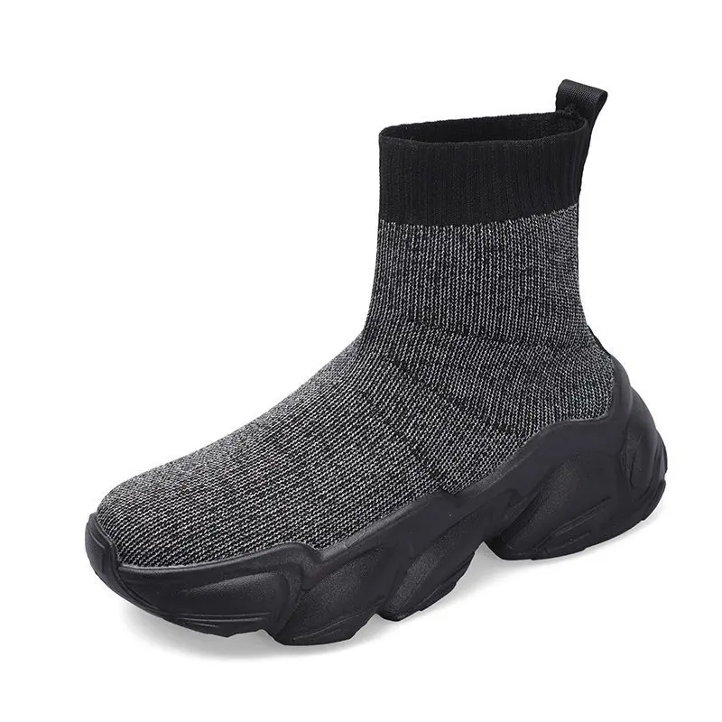 

New Personality Thick-soled Socks Shoes Women High-top Flying Woven Stretch Shoes Casual All-match Breathable Women Shoes