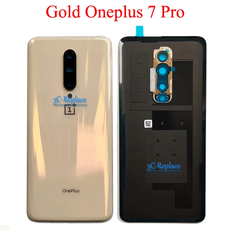 Gold Oneplus 7 Pro Для Oneplus X 2, 3, 3 T, 5, 5, 6, 6 T, 7 Global задняя крышка батарейного отсека, корпус, чехол, Задние стекла, запчасти One plus 1+ 7 PRO GM1910, GM1911 - Цвет: Gold Oneplus 7 Pro