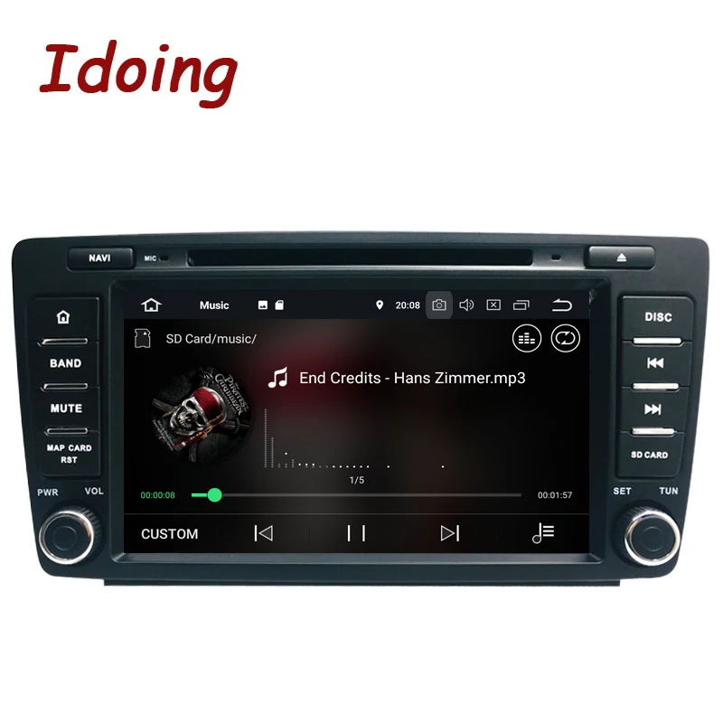 Автомобильный мультимедийный DVD плеер Idoing 2Din Android 10 4 Гб + 64 ГБ 8 ядер для Skoda Octavia 2